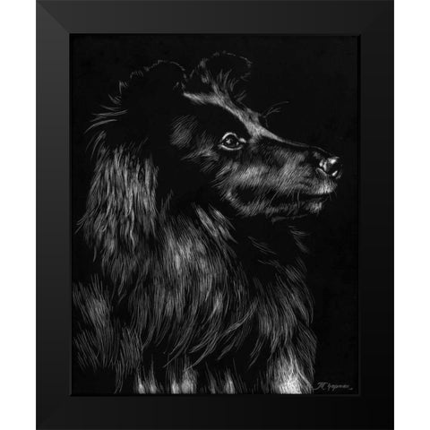 Canine Scratchboard VI Black Modern Wood Framed Art Print by Chapman, Julie T.