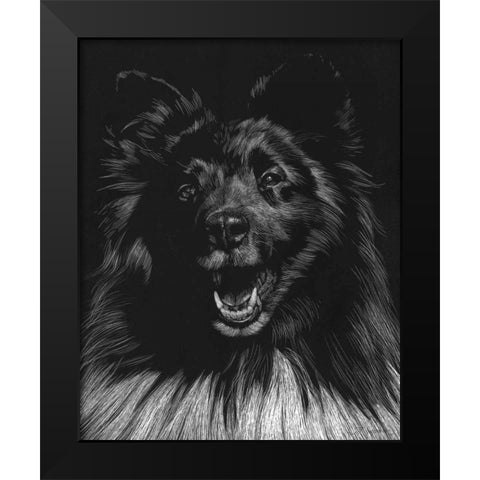 Canine Scratchboard IX Black Modern Wood Framed Art Print by Chapman, Julie T.