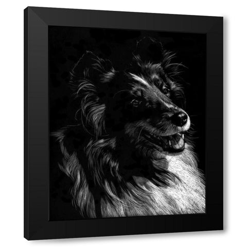 Canine Scratchboard XI Black Modern Wood Framed Art Print by Chapman, Julie T.
