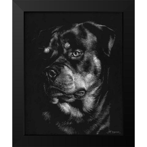 Canine Scratchboard XII Black Modern Wood Framed Art Print by Chapman, Julie T.