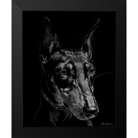 Canine Scratchboard XIII Black Modern Wood Framed Art Print by Chapman, Julie T.
