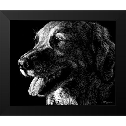 Canine Scratchboard XIV Black Modern Wood Framed Art Print by Chapman, Julie T.