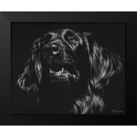 Canine Scratchboard XV Black Modern Wood Framed Art Print by Chapman, Julie T.