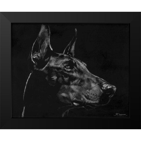 Canine Scratchboard XVI Black Modern Wood Framed Art Print by Chapman, Julie T.