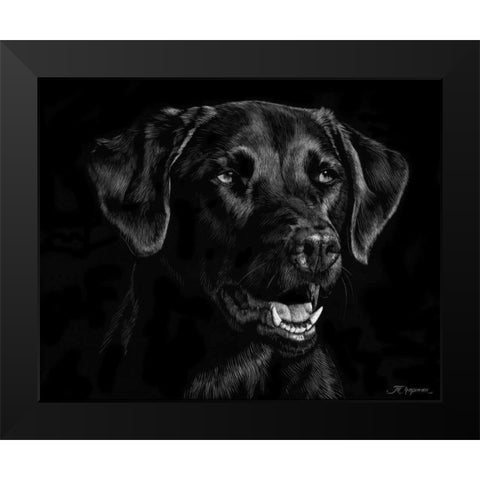 Canine Scratchboard XVII Black Modern Wood Framed Art Print by Chapman, Julie T.