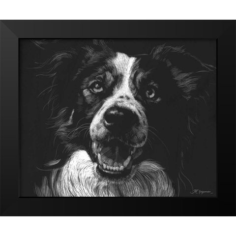 Canine Scratchboard XVIII Black Modern Wood Framed Art Print by Chapman, Julie T.