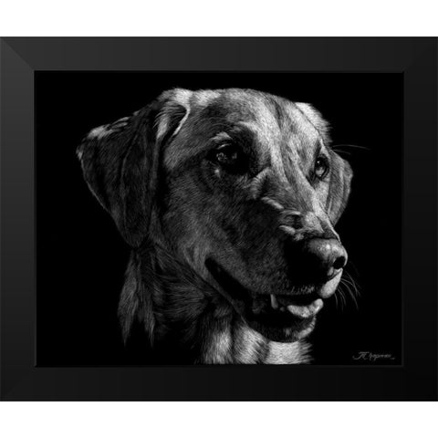 Canine Scratchboard XXIV Black Modern Wood Framed Art Print by Chapman, Julie T.