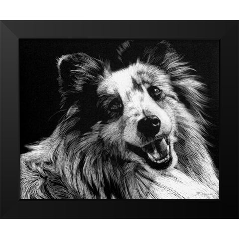 Canine Scratchboard XXVI Black Modern Wood Framed Art Print by Chapman, Julie T.