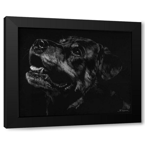 Canine Scratchboard XXVII Black Modern Wood Framed Art Print with Double Matting by Chapman, Julie T.