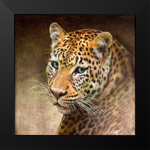 Leopard Black Modern Wood Framed Art Print by Vest, Chris