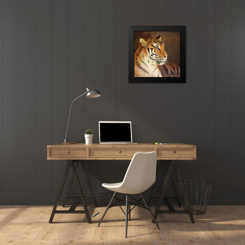 Tiger Black Modern Wood Framed Art Print by Vest, Chris