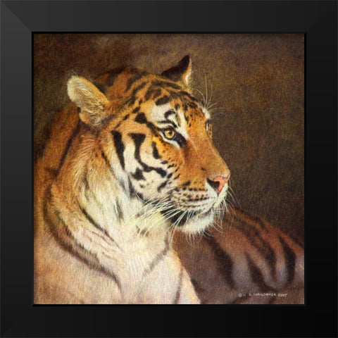 Tiger Black Modern Wood Framed Art Print by Vest, Chris