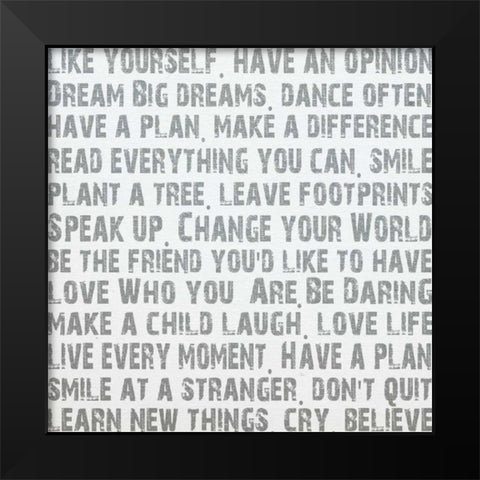 Words Black Modern Wood Framed Art Print by James, Andrea