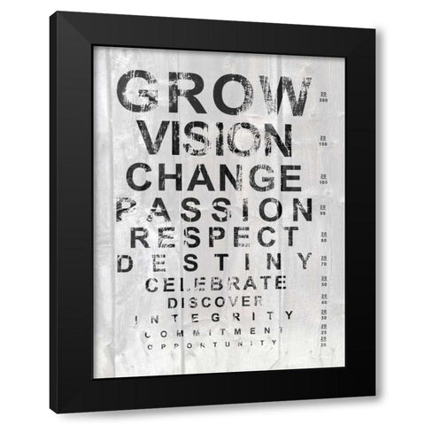 Eye Chart II Black Modern Wood Framed Art Print by James, Andrea