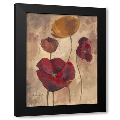 Textured Poppies I Black Modern Wood Framed Art Print with Double Matting by Cohen, Marietta