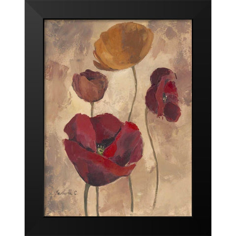 Textured Poppies I Black Modern Wood Framed Art Print by Cohen, Marietta
