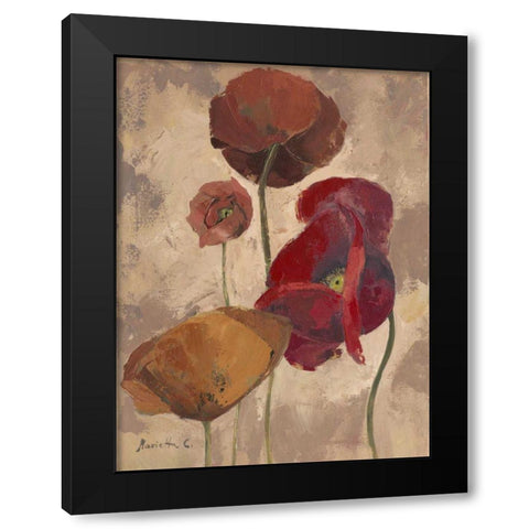 Textured Poppies II Black Modern Wood Framed Art Print by Cohen, Marietta