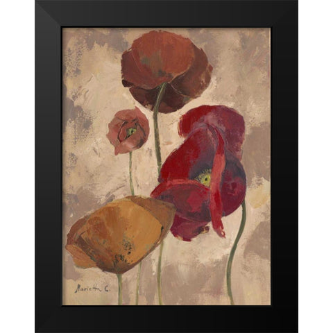 Textured Poppies II Black Modern Wood Framed Art Print by Cohen, Marietta
