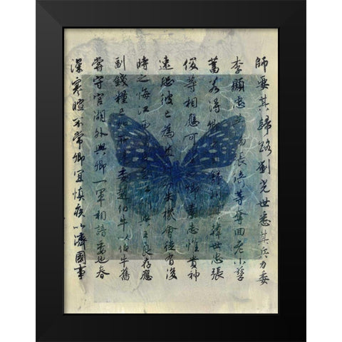 Butterfly Calligraphy II Black Modern Wood Framed Art Print by Ray, Elena
