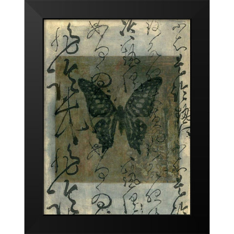 Butterfly Calligraphy III Black Modern Wood Framed Art Print by Ray, Elena