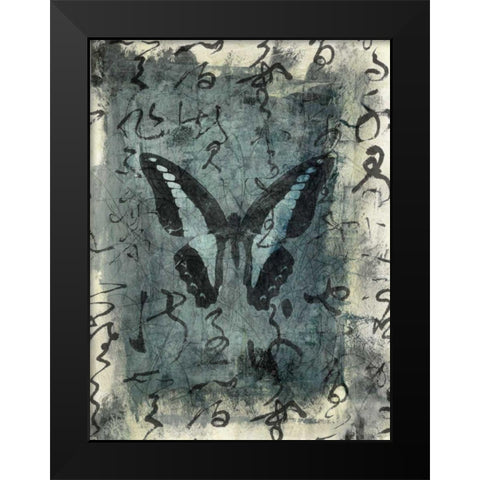 Butterfly Calligraphy IV Black Modern Wood Framed Art Print by Ray, Elena