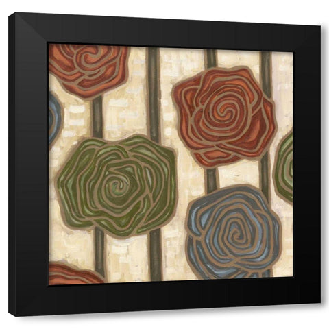 Mod Rosettes II Black Modern Wood Framed Art Print with Double Matting by Deans, Karen