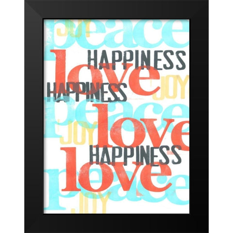 Peace-Love-Joy III Black Modern Wood Framed Art Print by Velasquez, Deborah