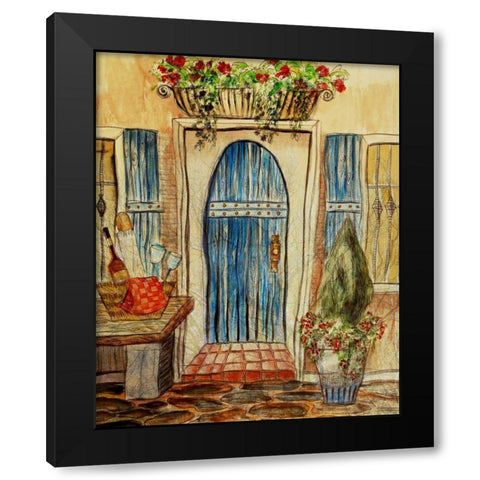 Greek CafT I Black Modern Wood Framed Art Print with Double Matting by Harrington, Danielle