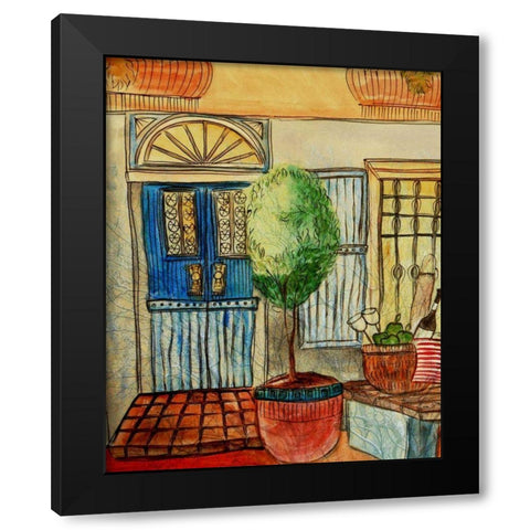 Greek CafT III Black Modern Wood Framed Art Print with Double Matting by Harrington, Danielle