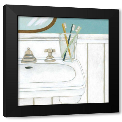 Classic Bath V Black Modern Wood Framed Art Print with Double Matting by Zarris, Chariklia