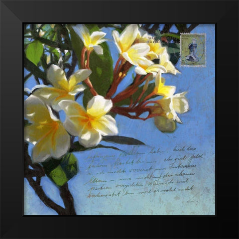Plumeria and Postage III Black Modern Wood Framed Art Print by Novak, Rick