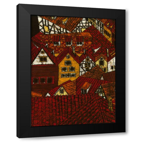 Red Roofs I Black Modern Wood Framed Art Print with Double Matting by Davis, Andrea