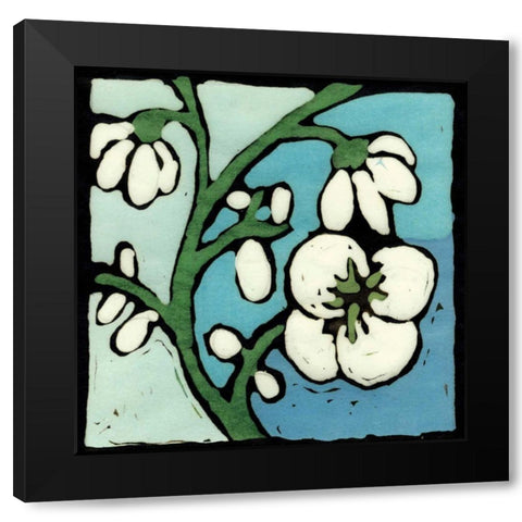 Teal Batik Botanical II Black Modern Wood Framed Art Print by Davis, Andrea