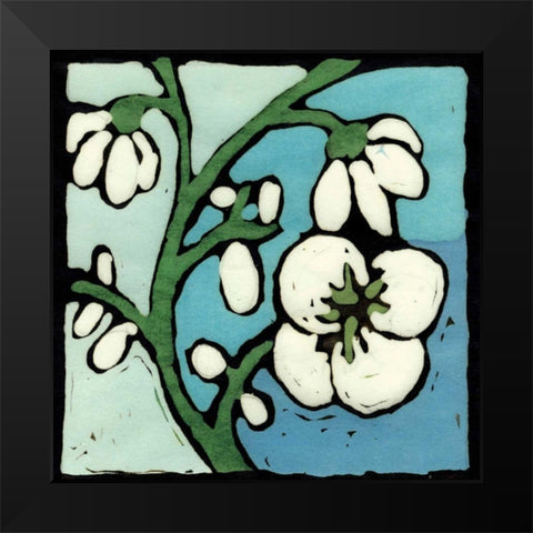 Teal Batik Botanical II Black Modern Wood Framed Art Print by Davis, Andrea