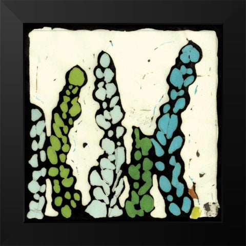 Teal Batik Botanical III Black Modern Wood Framed Art Print by Davis, Andrea