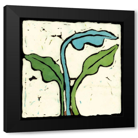Teal Batik Botanical IV Black Modern Wood Framed Art Print with Double Matting by Davis, Andrea
