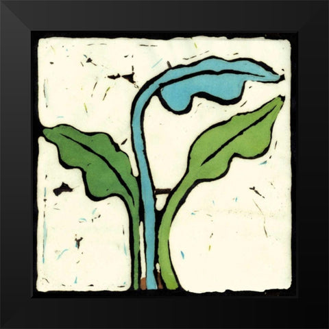 Teal Batik Botanical IV Black Modern Wood Framed Art Print by Davis, Andrea