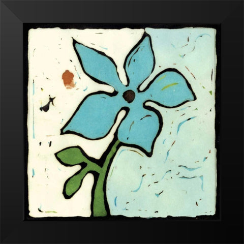 Teal Batik Botanical VI Black Modern Wood Framed Art Print by Davis, Andrea