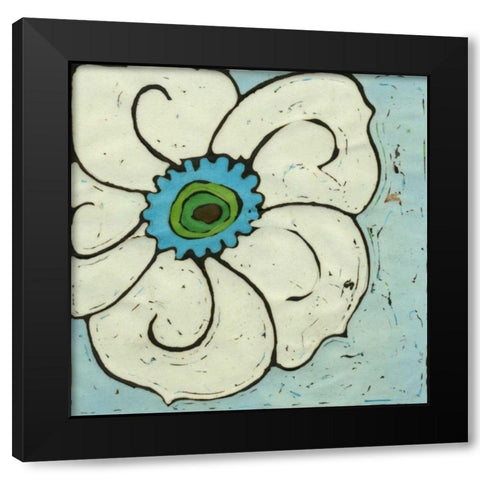 Aqua Batik Botanical II Black Modern Wood Framed Art Print by Davis, Andrea