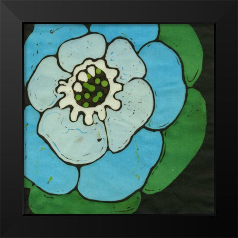 Aqua Batik Botanical V Black Modern Wood Framed Art Print by Davis, Andrea