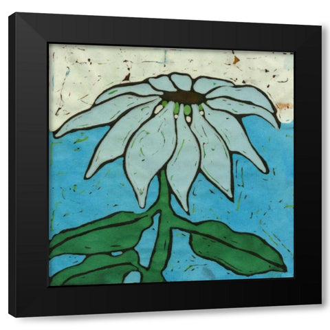 Aqua Batik Botanical VI Black Modern Wood Framed Art Print with Double Matting by Davis, Andrea