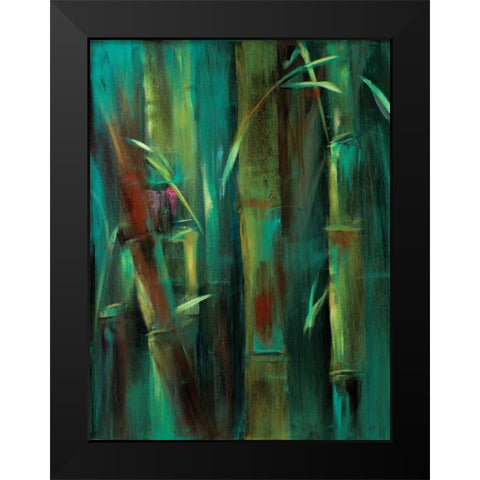 Turquoise Bamboo I Black Modern Wood Framed Art Print by Wilkins, Suzanne