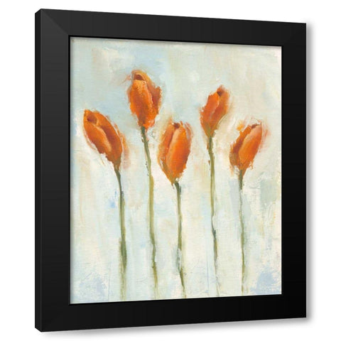 Painted Tulips III Black Modern Wood Framed Art Print with Double Matting by Nichols, Liz
