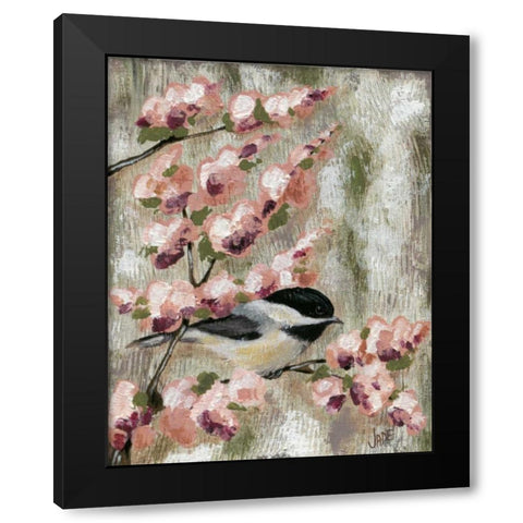 Cherry Blossom Bird I Black Modern Wood Framed Art Print by Reynolds, Jade