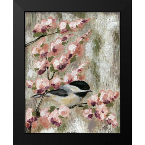 Cherry Blossom Bird I Black Modern Wood Framed Art Print by Reynolds, Jade