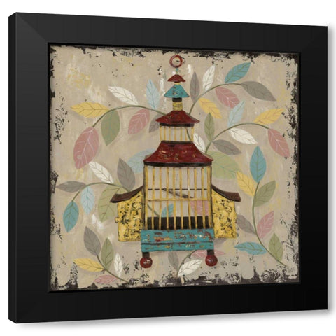 Decorative Bird Cage III Black Modern Wood Framed Art Print with Double Matting by Reynolds, Jade
