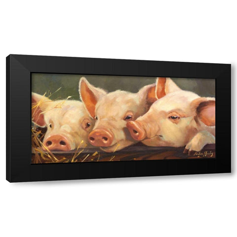 Pig Heaven Black Modern Wood Framed Art Print with Double Matting by Hawley, Carolyne