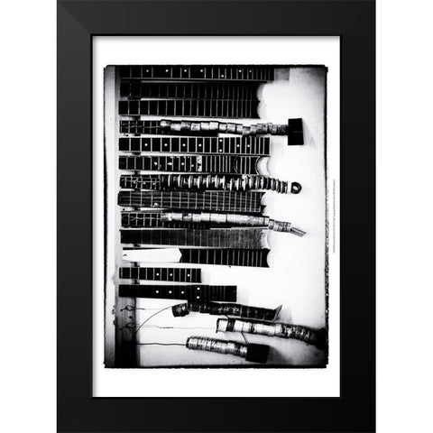 Guitar Factory I Black Modern Wood Framed Art Print by Ling, Tang