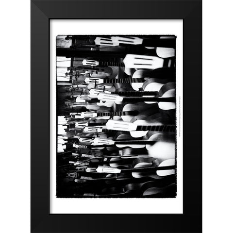 Guitar Factory III Black Modern Wood Framed Art Print by Ling, Tang