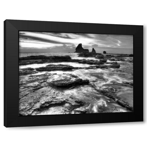 BandW Rushing Tides Black Modern Wood Framed Art Print by Nalbandian, Nish